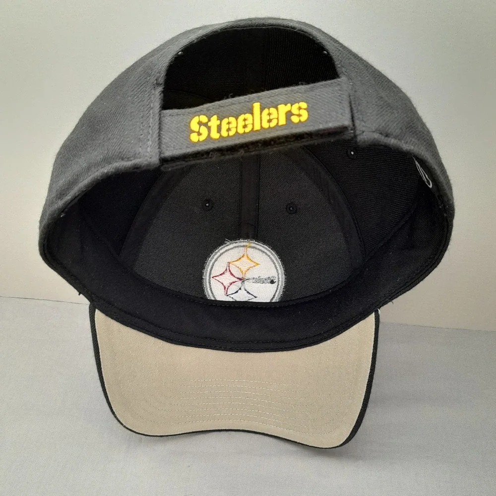 '47 Pittsburgh Steelers NFL Black Strapback Hat Curved Brim Logo Cap OSFM